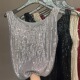 无袖 Sleeveless 内搭上衣亮片背心吊带女 sequined vest top with
