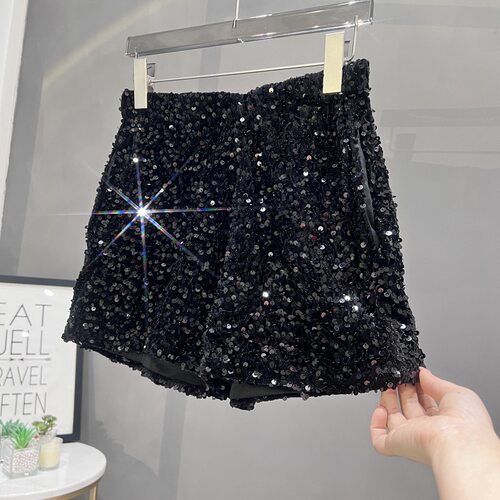 Sequin shorts, bead slim fit hot pants亮片短裤珠片修身热裤女