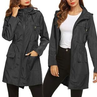 Waist up hooded raincoat jacket for women 收腰连帽雨衣外套女