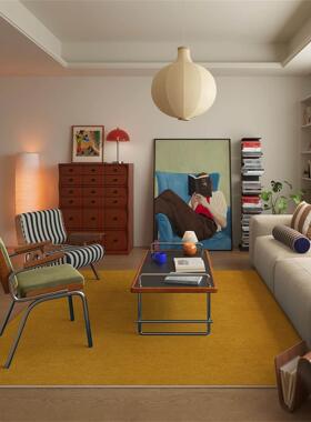 蓝色包SJI豪斯覆古客厅高地毯垫洗级感沙发茶几地中古风免定制地