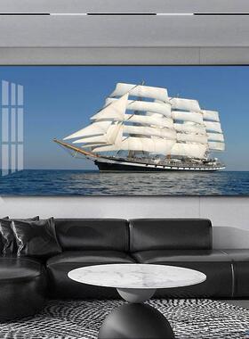 一帆风客厅装饰画现代简WHJ约顺沙背景墙大海滩风室景发老板办公