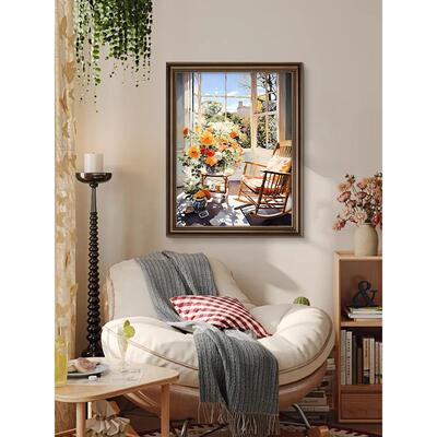 法山式假窗客厅挂装饰画沙发景FDY4100墙画覆古入口画背花卉水画