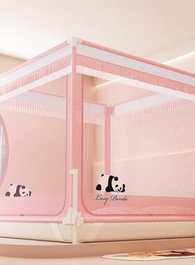 A类带卡围扣架栏蚊帐幼儿摔防防蚊稳固加厚支三开门小床大2512床