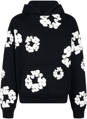 Floral printed loose long sleeved hoodie花卉印花宽松长袖卫衣