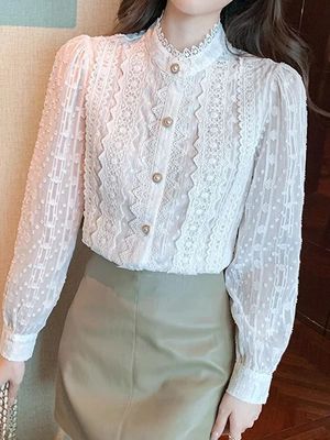 长袖洋气纯色雪纺衬衫