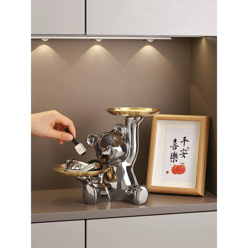 暴力熊钥匙收纳玄关摆件入户客厅家居装饰品高档轻奢乔迁新居礼物