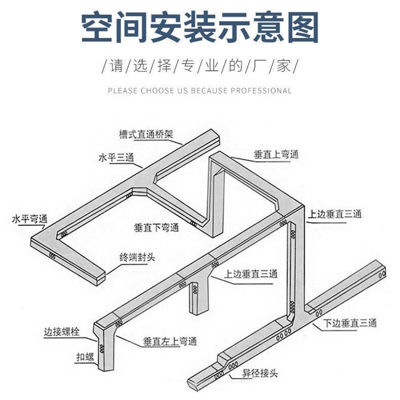 桥架配件线槽弯头9m0度直角上下弯上弯下弯左右弯水平弯垂直定制图片