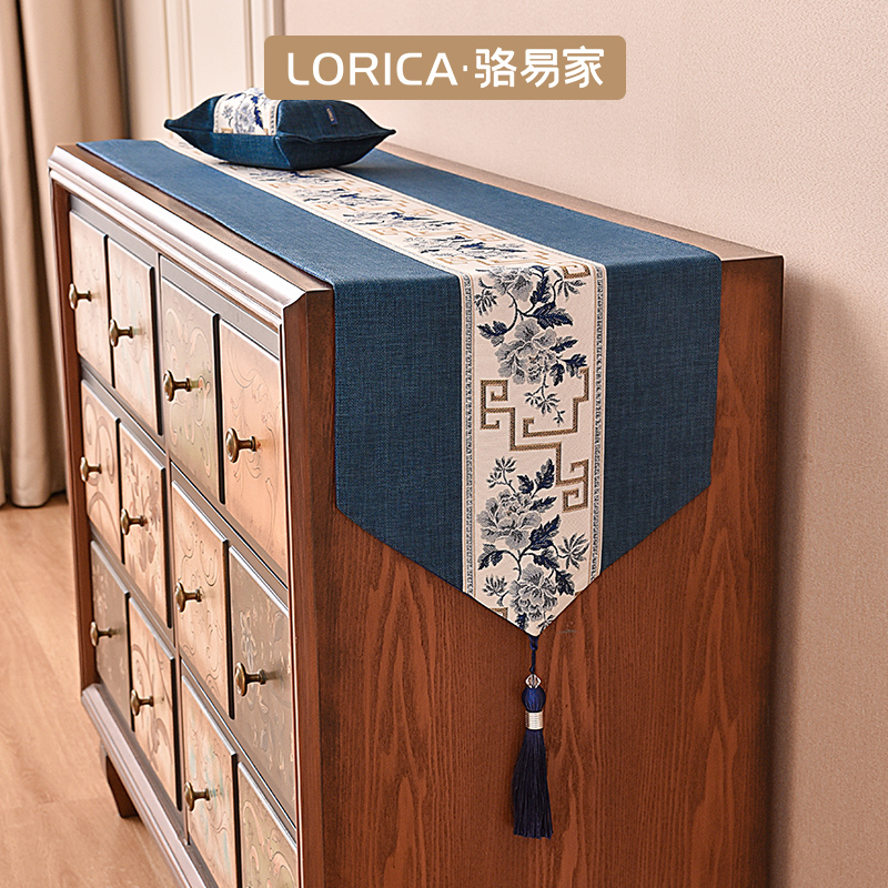 骆易家玄关柜桌旗中式鞋柜餐边柜桌D巾长条现代简约高级感茶几桌