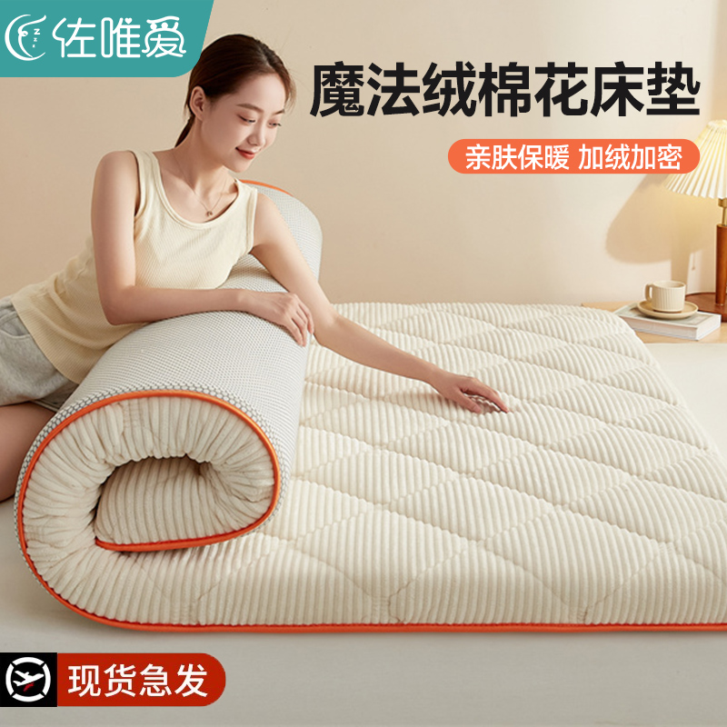 冬天加厚牛奶e绒床垫软垫家用榻榻米炕垫子1米8棉花垫可折叠床褥