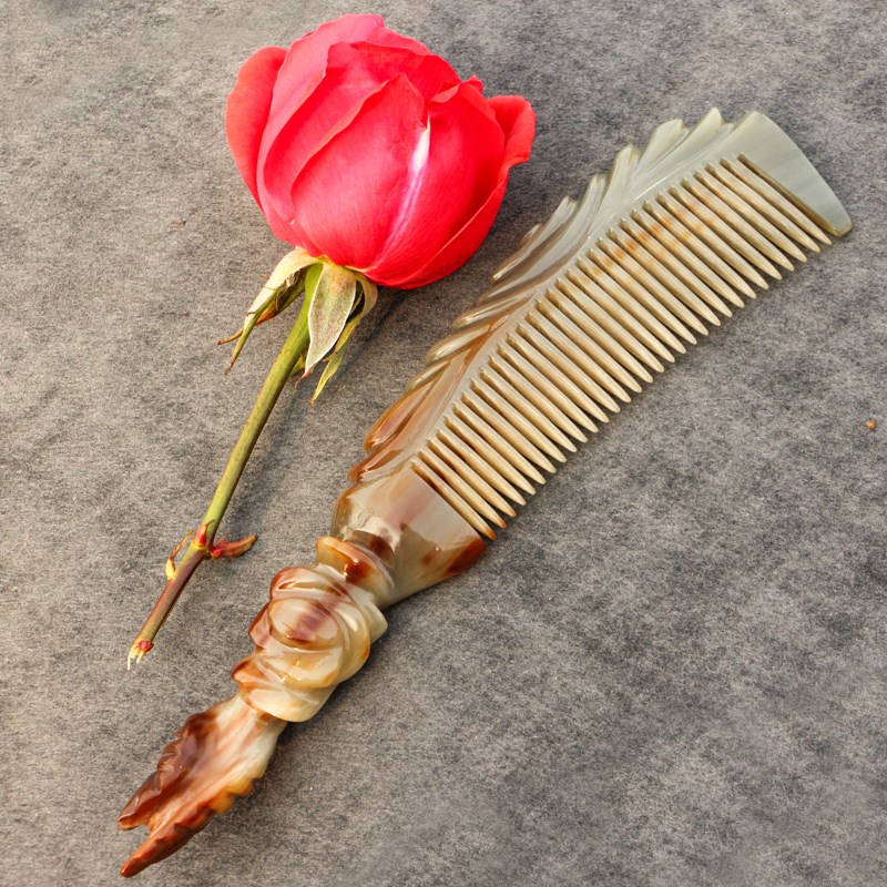 牛角梳子细齿密齿按摩梳头皮放松梳顺发梳家用大号Q梳子长24~25CM