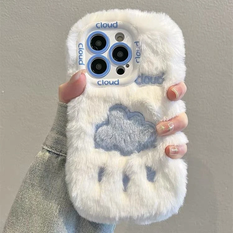 白毛绒Cloud云朵蓝适用于苹果17promax手机壳苹果16iphone15苹果13套14