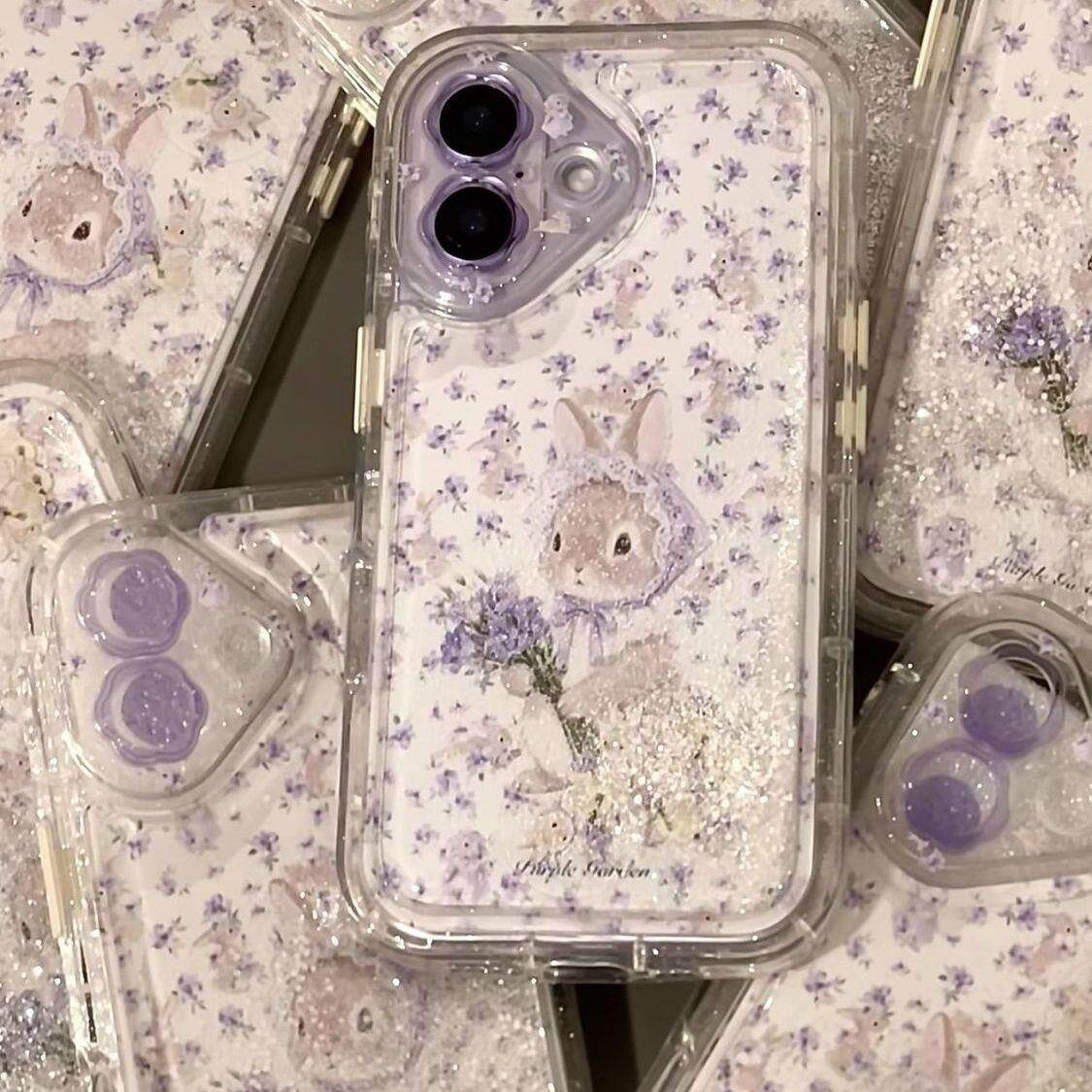 IN卡通紫色碎花小熊适用iphone17手机壳苹果17promax双层17pro防摔16个性15创意14女13网红16promax新款16p潮