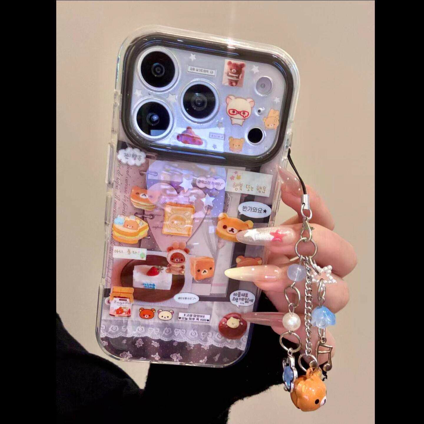 日韩ins创意面包轻松熊挂件适用苹果17promax手机壳iphone16新款15pro小众15女款17Pro硅胶16pm防摔17保护壳