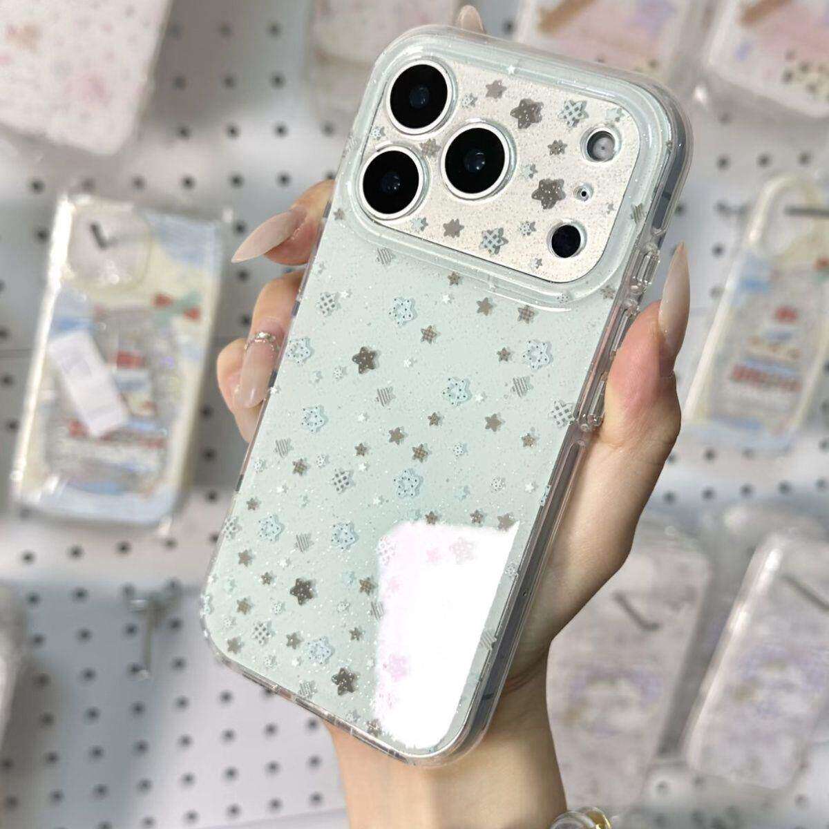 适用苹果17promax手机壳新款iPhone17超好看17pro闪粉满屏星星16硅胶15全包镜头防摔pm小众女款pro高级感外壳