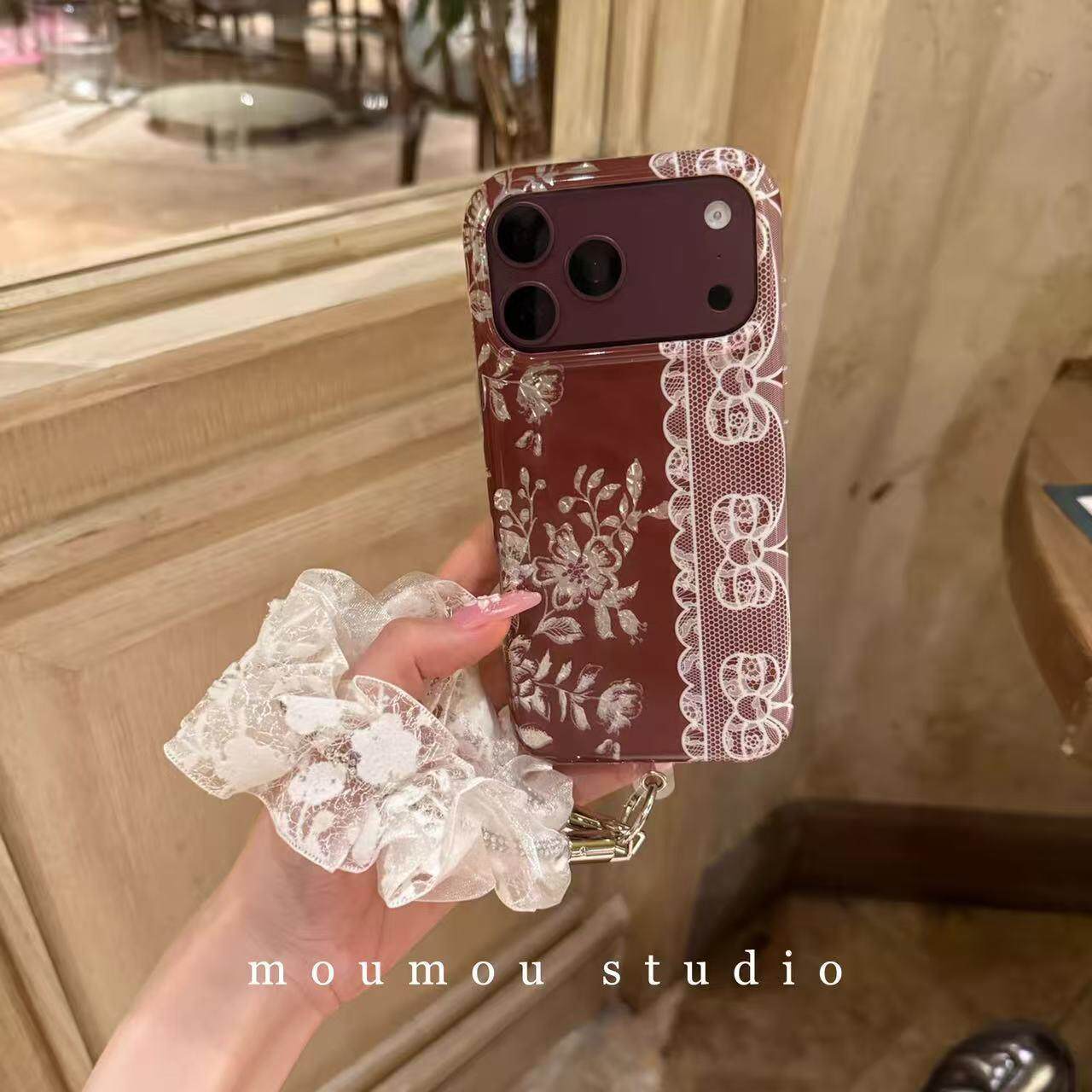 ins秋冬蕾丝蝴蝶结花朵适用iPhone18promax手机壳15新款17pro网红女款13创意全包防摔18pro超好看17保护套