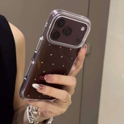适用苹果18pro手机壳新款iphone18promax彩色波点17大视窗17pro樱桃红15勃艮第红16十八max全包pro超火