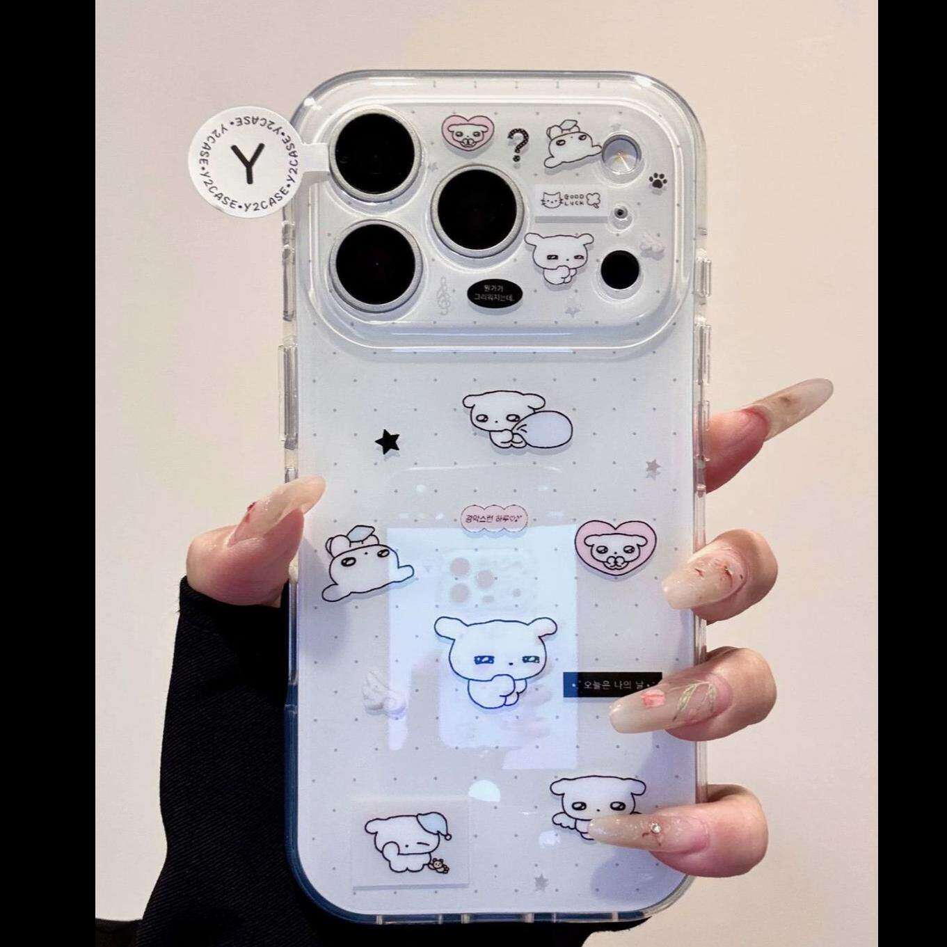 日韩高级感ins可翅膀星星白狗适用于iPhone15苹果16手机壳17promax全包iPhone13防摔保护套16promax个性潮壳