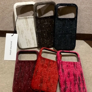 新年红色满天星丝绒闪钻适用苹果iPhone17ProMax手机壳16pro新款15高级感13小众14promax绒布17pro创意全包女