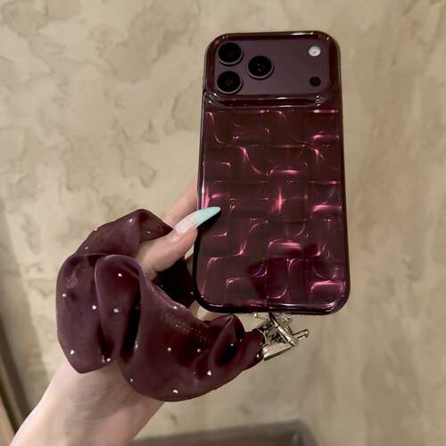 高级感勃艮第酒红冰快适用苹果18promax手机壳iphone17promax新款15pro女16pro挂绳17pro全包防摔手机套