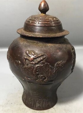 速发古合收藏锌玩金四神案图兽将军罐家居摆件包邮老款