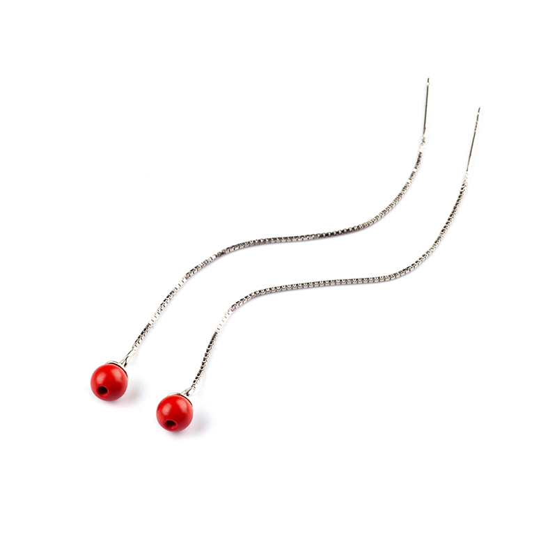 速发一念朱砂耳钉s长款耳线喜庆新春纳福手工民族耳饰