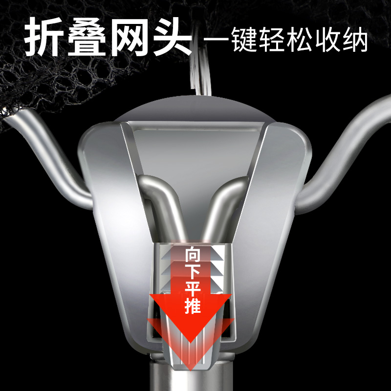 速发折叠抄网不锈钢实心抄网伸缩杆抄网竿捞抄网兜抄网杆套装渔具