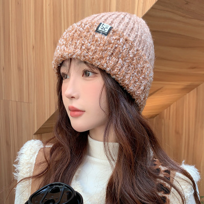速发大秋围毛线头脸季保暖堆堆冷帽大冬显脸小针织护耳帽月子帽