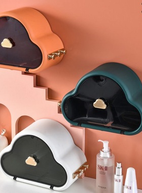 速发物生间纸巾盒云朵卫脸巾收纳盒免打孔防水厕所洗生纸置卫架抽