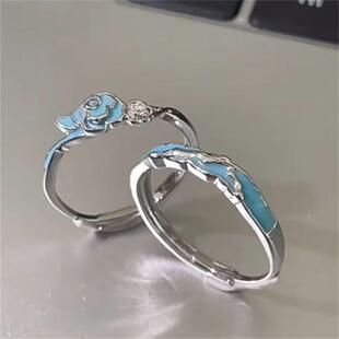 1025 蝶舞深深黄子弘凡同款夜光戒指简约叠戴对戒蝴蝶时尚粉丝