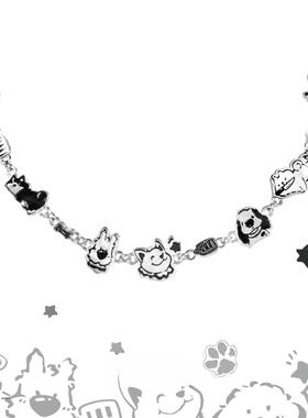 快乐小狗项链原创小众设计高级感冷淡甜酷锁骨链情侣生日礼物