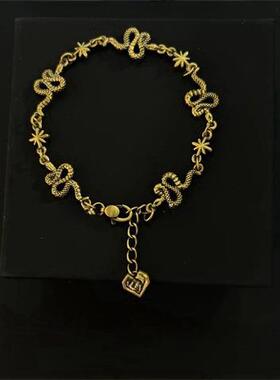 四芒星太阳元素灵蛇首饰手链复古做旧本命年高贵 高级感配饰礼物