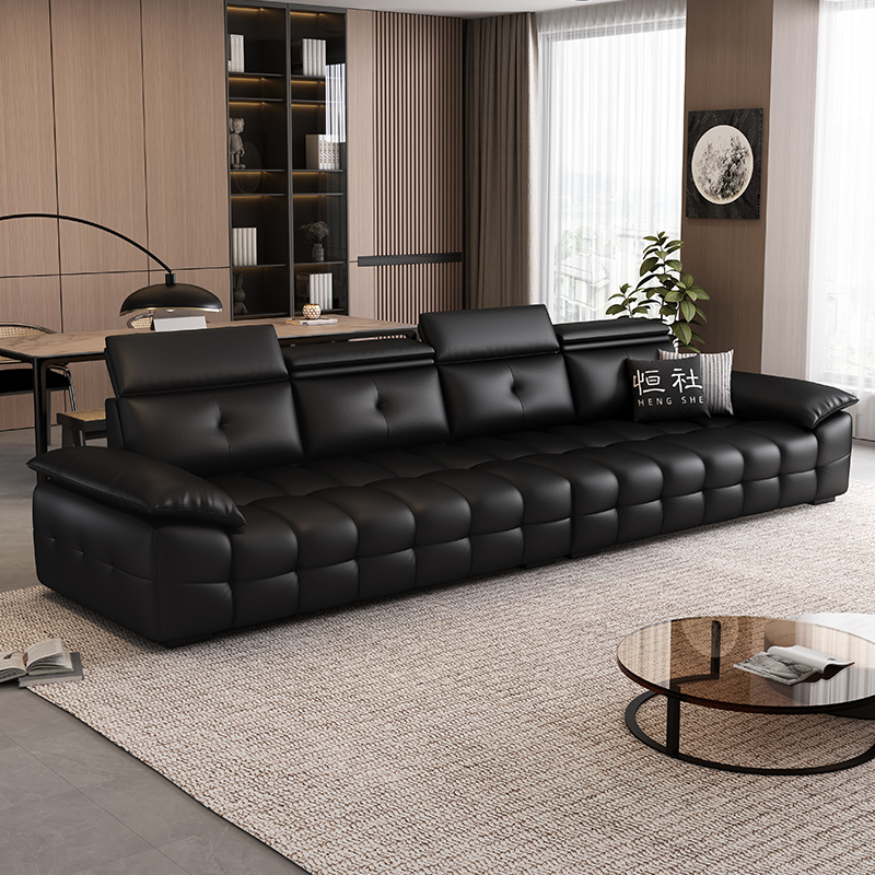 恒社意式头层真皮劳伦斯直排沙发