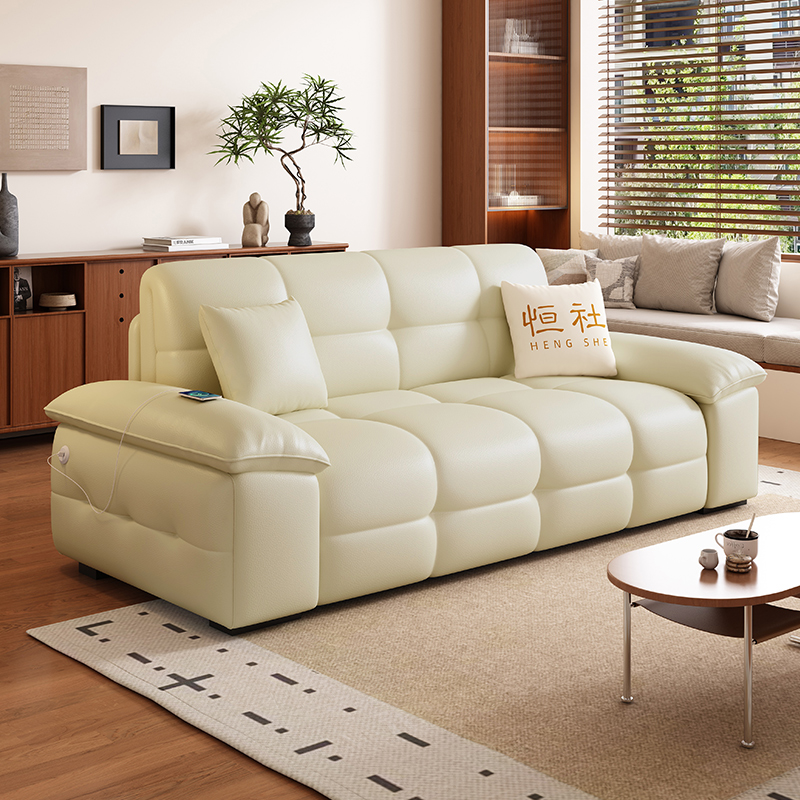 恒社意式功能电动沙发床小户型客厅折叠带储物智能语音双人伸缩床