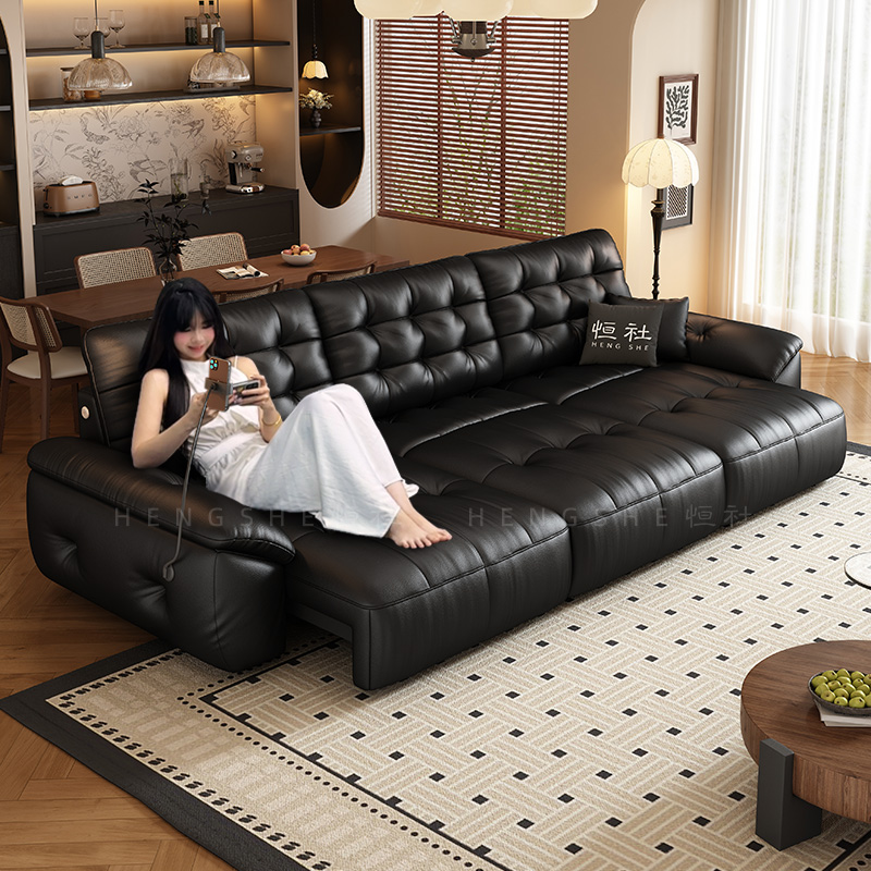 恒社意式头层牛皮电动功能沙发