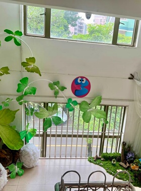 绿色仿真纸艺蝴蝶幼儿园春天环创楼梯拐角自然角装饰摆件店铺布置