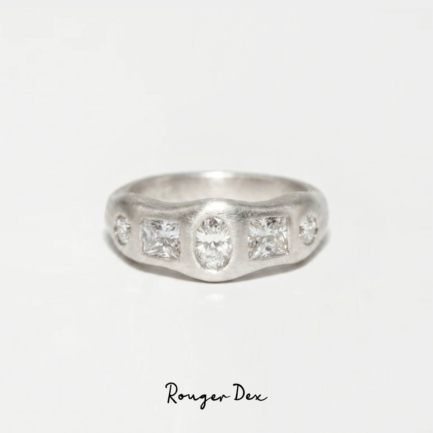 Rouger Dex 复古手工多宝石镶嵌925银戒指莫桑石轻奢高级感礼物