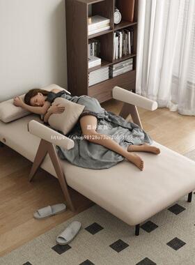 OXX嘉岭睡可新多功能懒人沙发实木可小款家用躺床户型折叠两用床