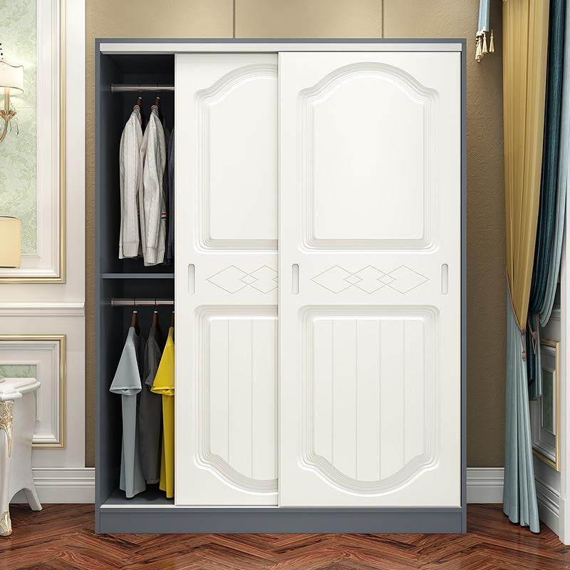 欧式衣实木简约现柜代经济型组装简易衣橱推衣门卧HNP室2门儿拉童