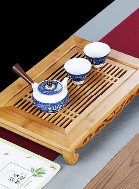 厂家批竹制生茶台简易桃胡色茶味人CP-CWRS-储水式茶盘日式水沥小