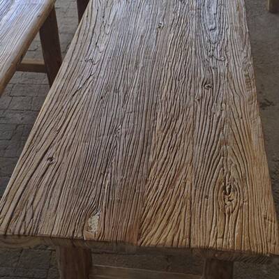 榆老木CJG门板桌复古怀旧台吧旧木茶板原木桌子风化板桌茶台民俗