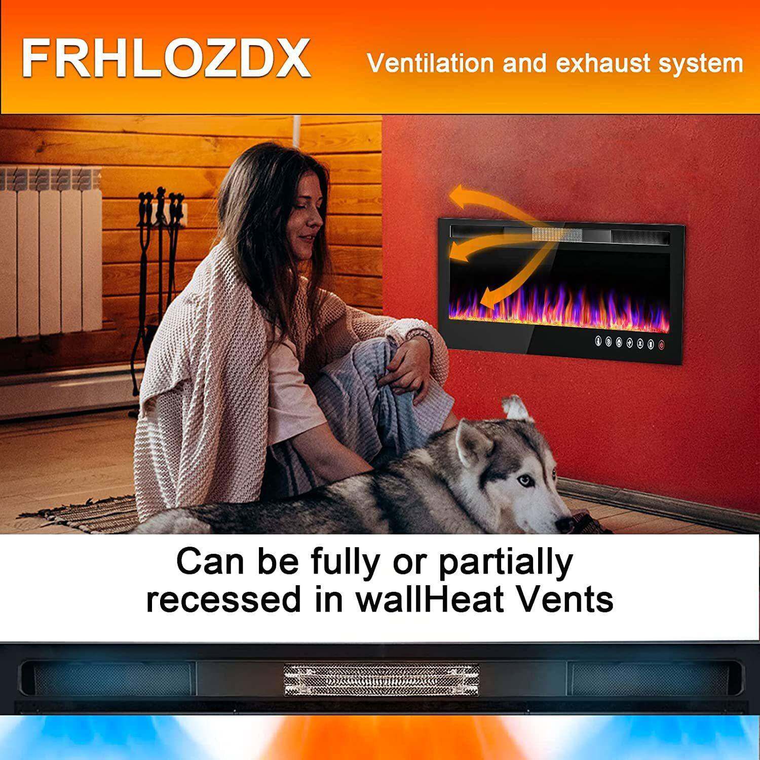 超183036薄42壁5060暖SYS72寸壁挂炉嵌入带取定时仿真火焰电炉