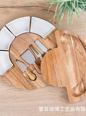 新款11570可旋砧板圆形熟食芝士酪砧多功能奶下午板茶转甜品砧板