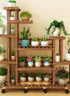 绿萝阳置物架多肉简易子木花架室内台植物RBY花盆架客厅落地实式