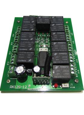 12业伏12路学习无线遥控安开型关电动门窗防工照明遥控接ILJ收器