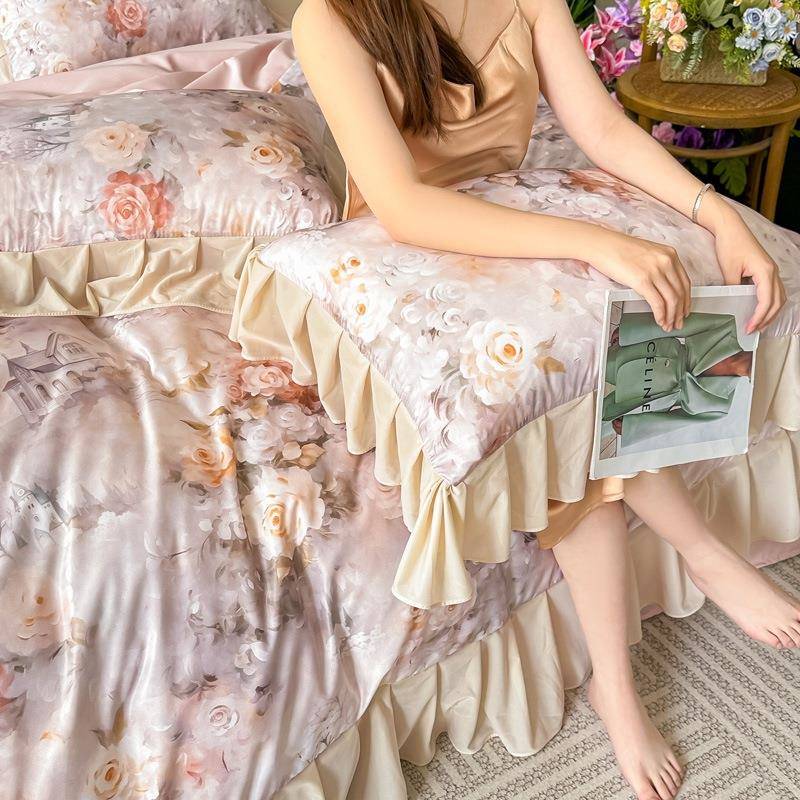 法式宫廷床风奢冰丝四件套夏季丝滑裸睡卧室高端无品牌/轻笠床上
