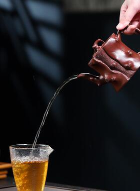 直播宜兴原矿紫泥名砂家手ZD-H1802工紫壶茶一件全起批四方梅桩泡