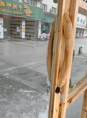 实原木拉质色质无框玻璃门大门性手拉手木把手拉cLAB型个创意浴室