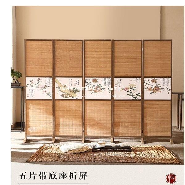 屏风断可隔挡JQA叠移动玄关门办折公室进门中式简约卧室遮实木屏