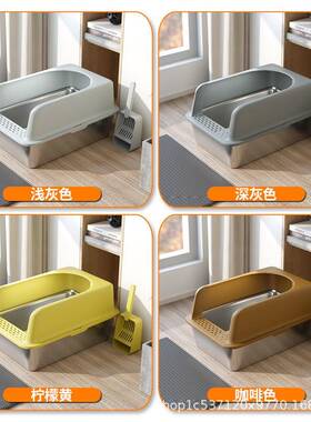 不锈猫砂盆NVF超溅大号半封易清洗加厚防闭外腐蚀一钢体式猫砂铲