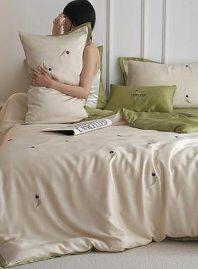 婴类A100支奥地利兰精天丝四件套夏季双冰丝床单被套母床ZXK上用